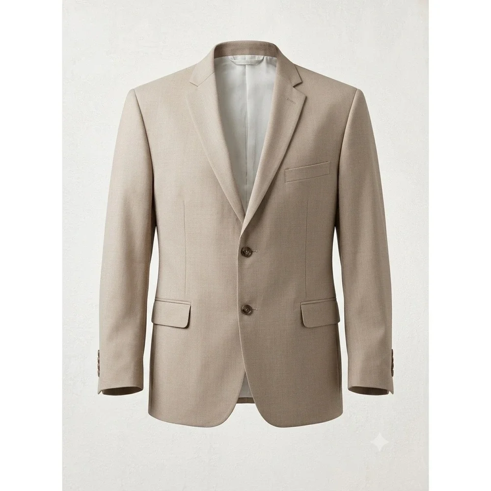 Jos. A. Bank Career 46R Tan Beige Cotton Wool Blazer Office Sport Coat Tailored